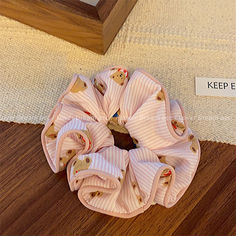 Wholesale of Colored Bear Floral Fabrics Hair Scrunchies